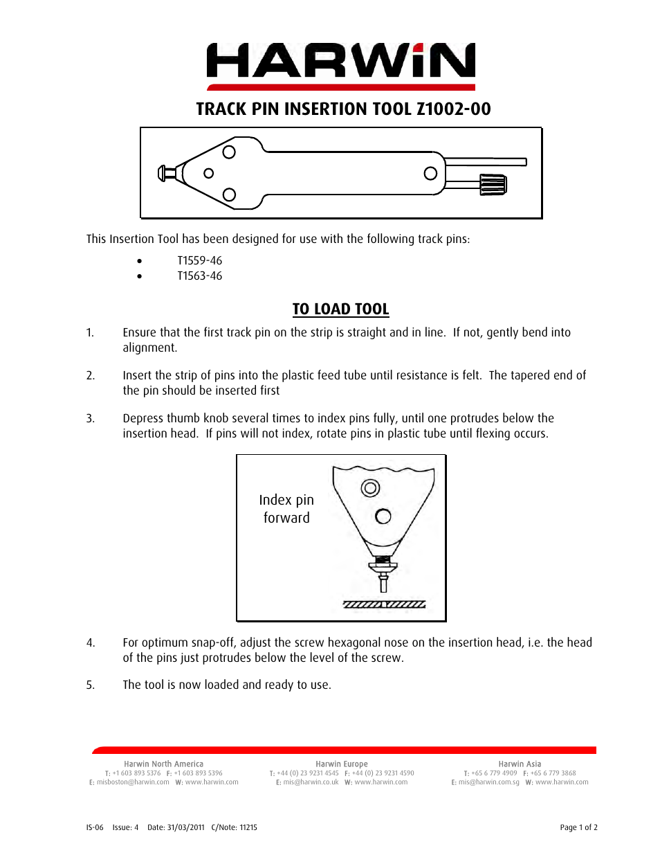 Harwin Z1002-00 User Manual | 2 pages