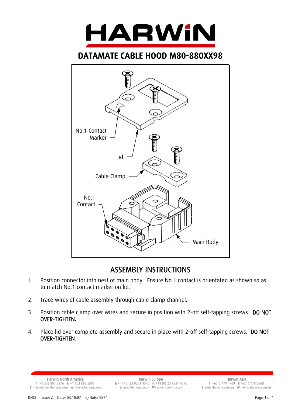 Harwin M80-880 User Manual | 1 page