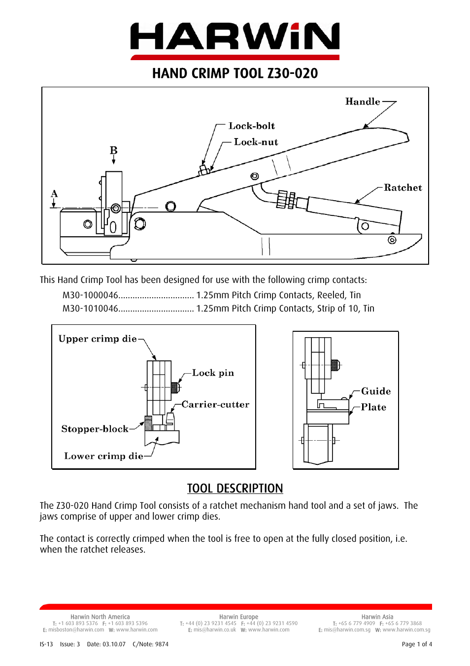 Harwin Z30-020 User Manual | 4 pages