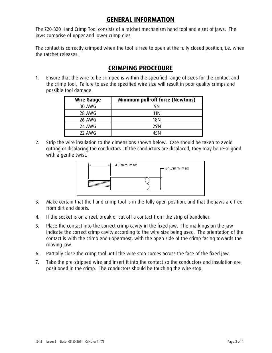 General information, Crimping procedure | Harwin Z20-320 User Manual | Page 2 / 4