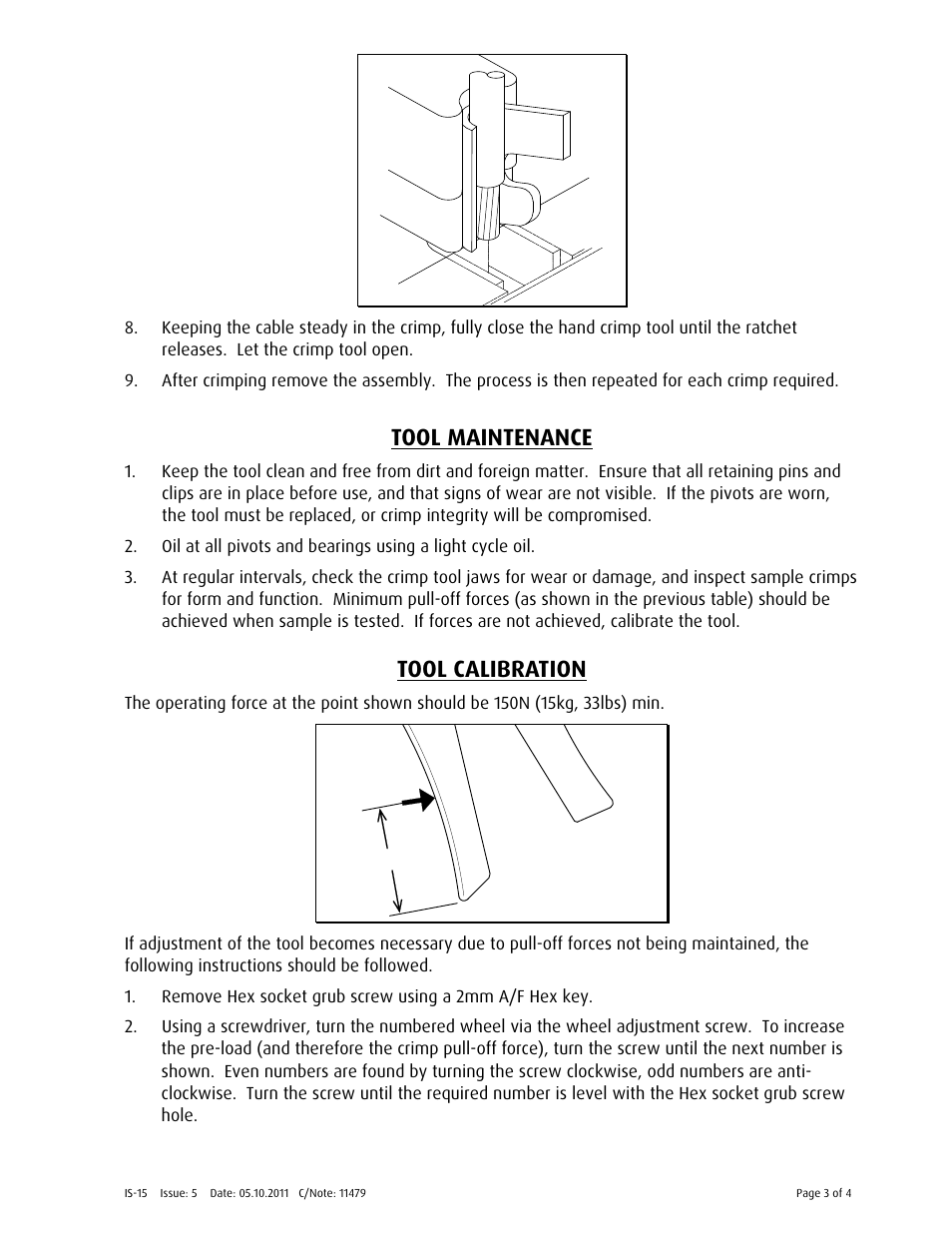 Tool maintenance, Tool calibration | Harwin Z20-320 User Manual | Page 3 / 4