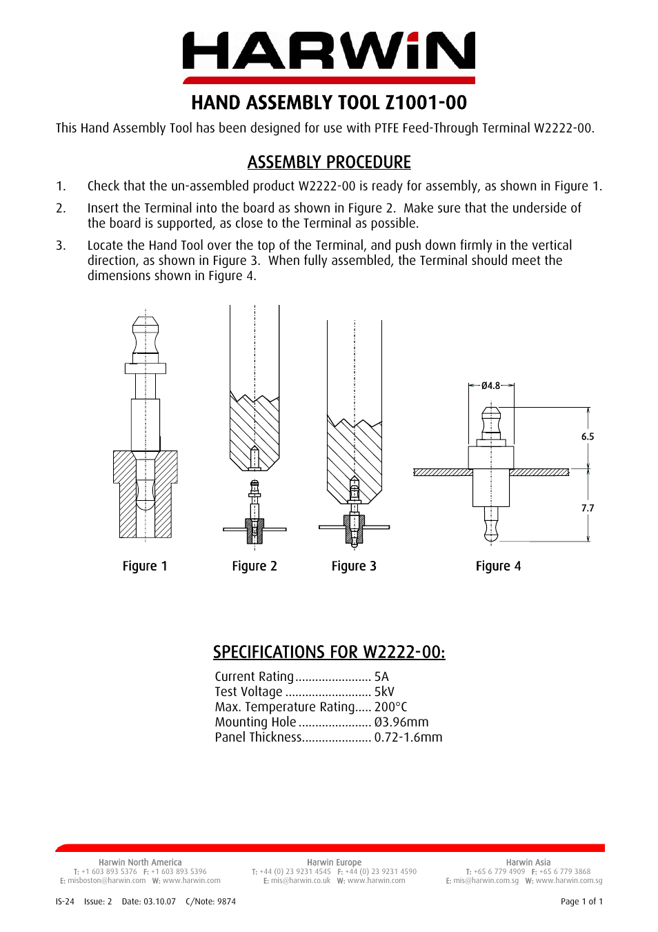 Harwin Z1001-00 User Manual | 1 page