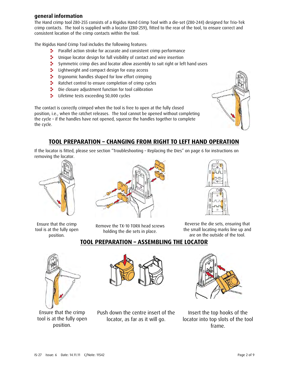 Tool preparation – assembling the locator | Harwin Z80-255 User Manual | Page 2 / 9