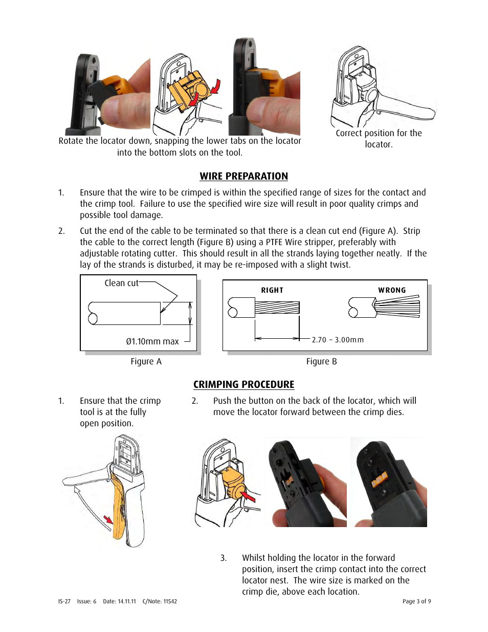 Wire preparation, Crimping procedure | Harwin Z80-255 User Manual | Page 3 / 9