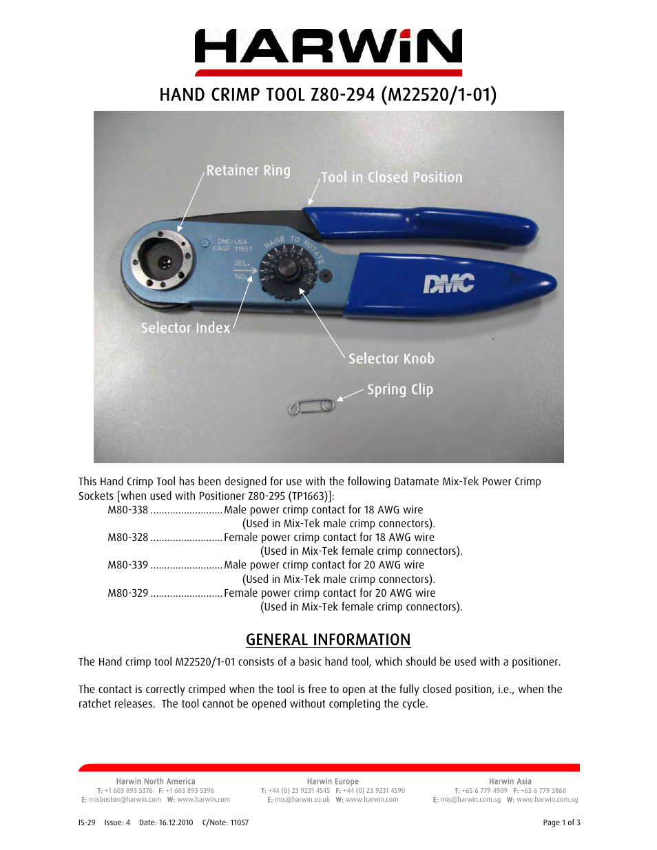 Harwin Z80-294 User Manual | 3 pages