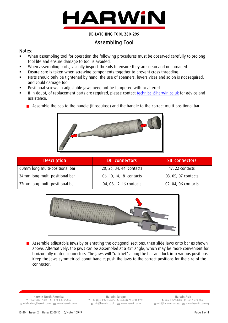 Assembling tool | Harwin Z80-299 User Manual | Page 2 / 4