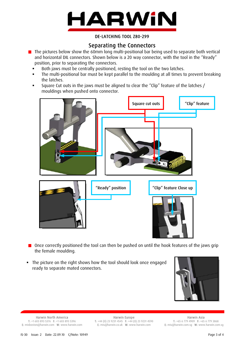 Separating the connectors | Harwin Z80-299 User Manual | Page 3 / 4