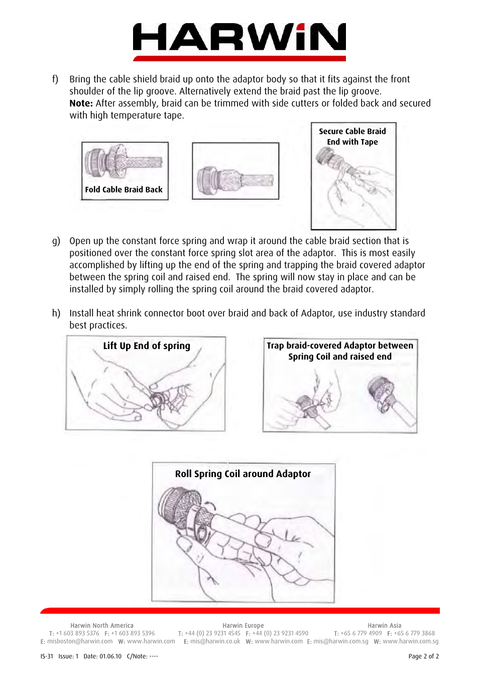 Roll spring coil around adaptor | Harwin C90 Braid Adaptors - Spring Band User Manual | Page 2 / 2