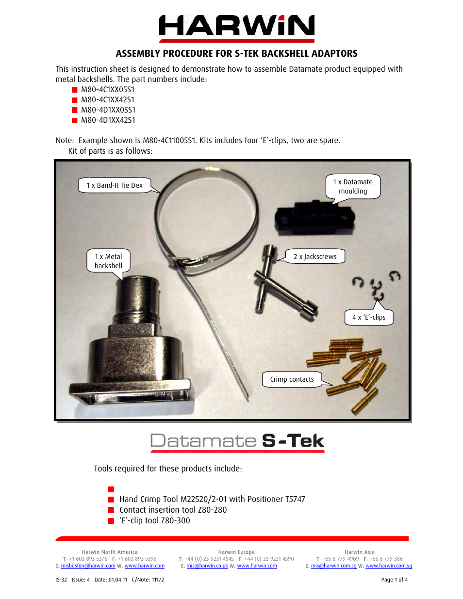 Harwin Datamate S-Tek User Manual | 4 pages
