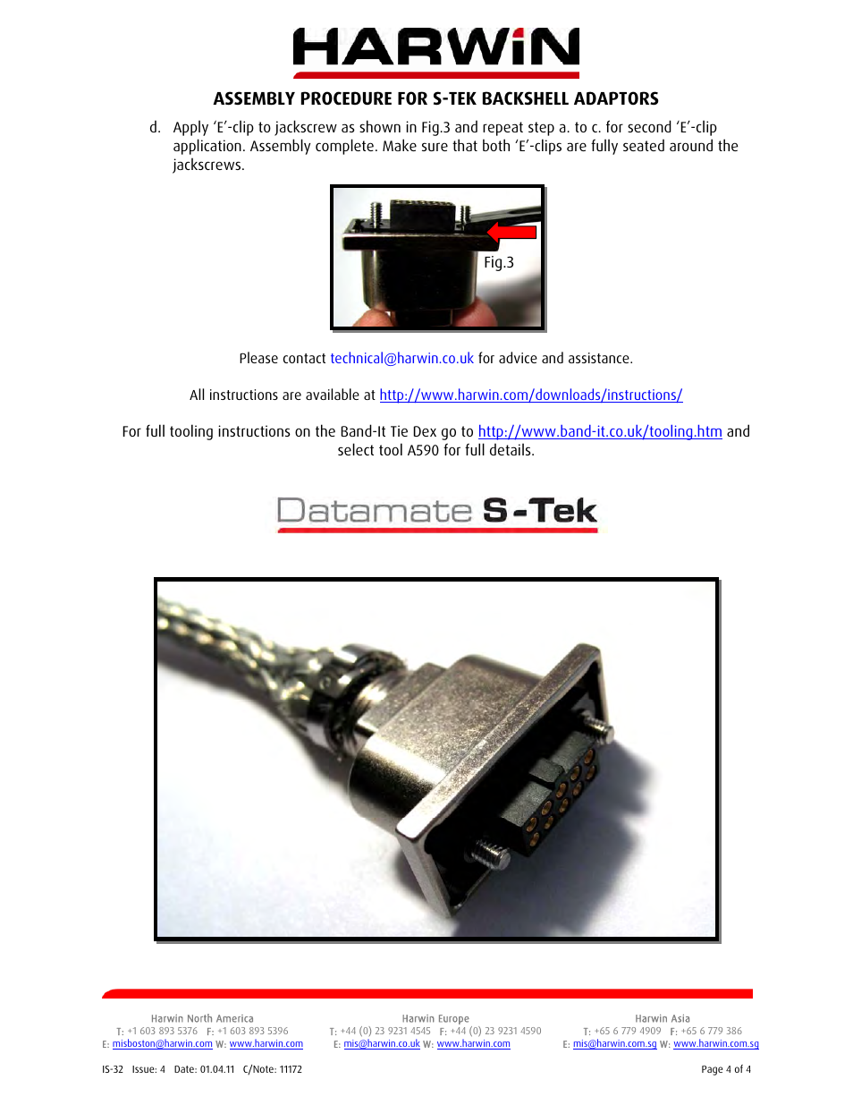 Assembly procedure for s-tek backshell adaptors, Fig.3 | Harwin Datamate S-Tek User Manual | Page 4 / 4