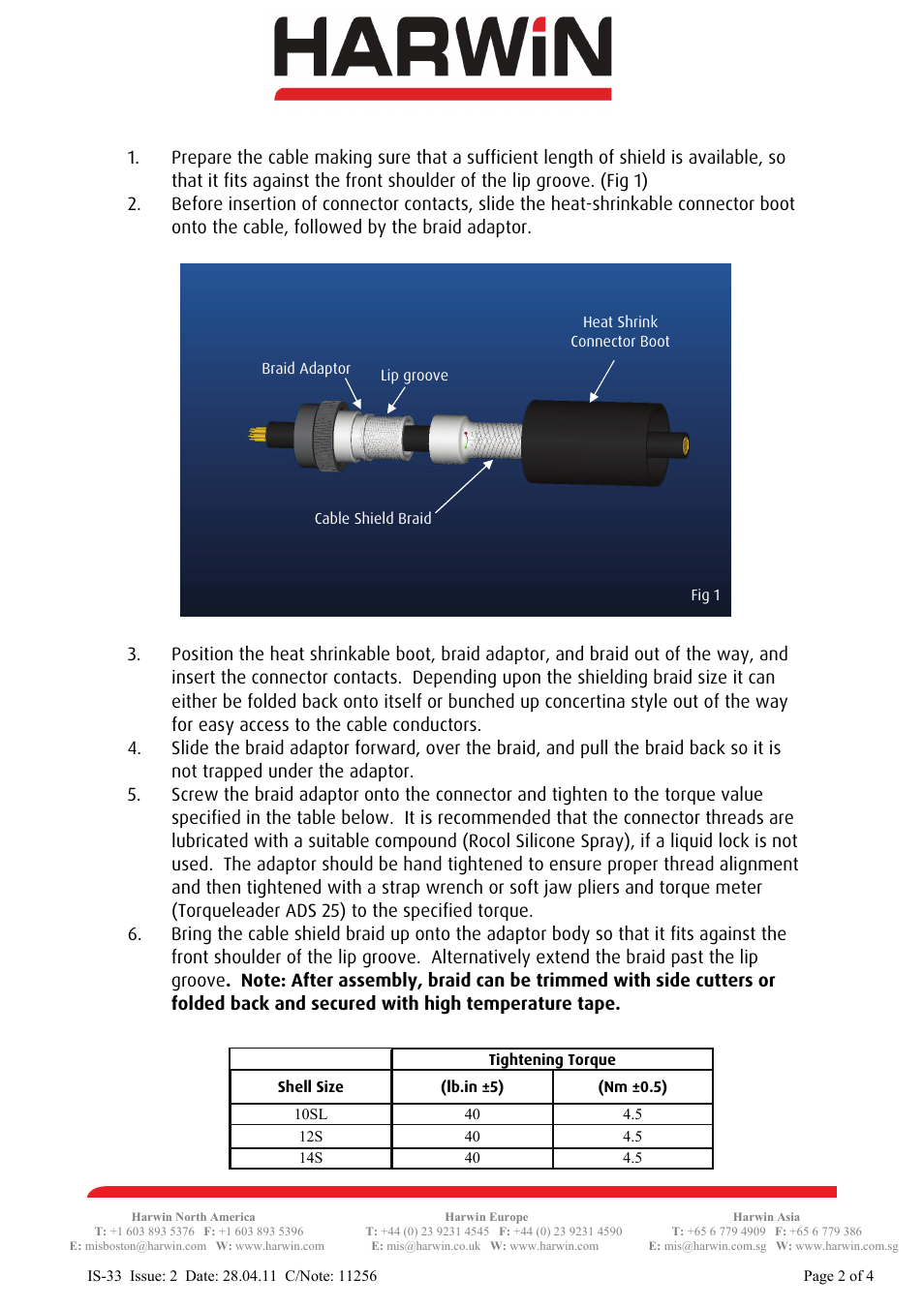 Harwin C90 Braid Adaptors - Tie-Band User Manual | Page 2 / 4