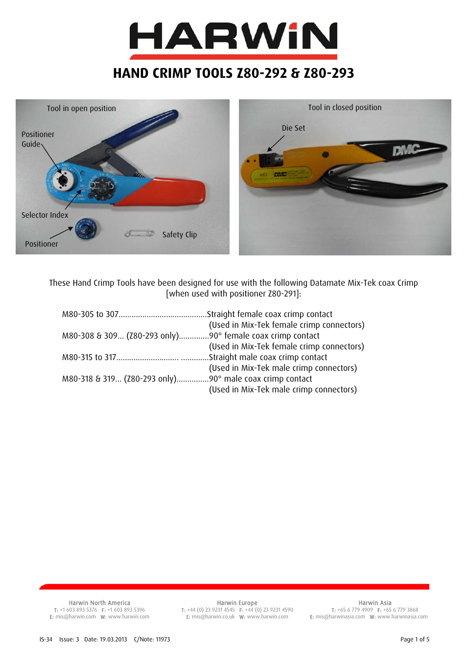 Harwin Z90-293 User Manual | 5 pages