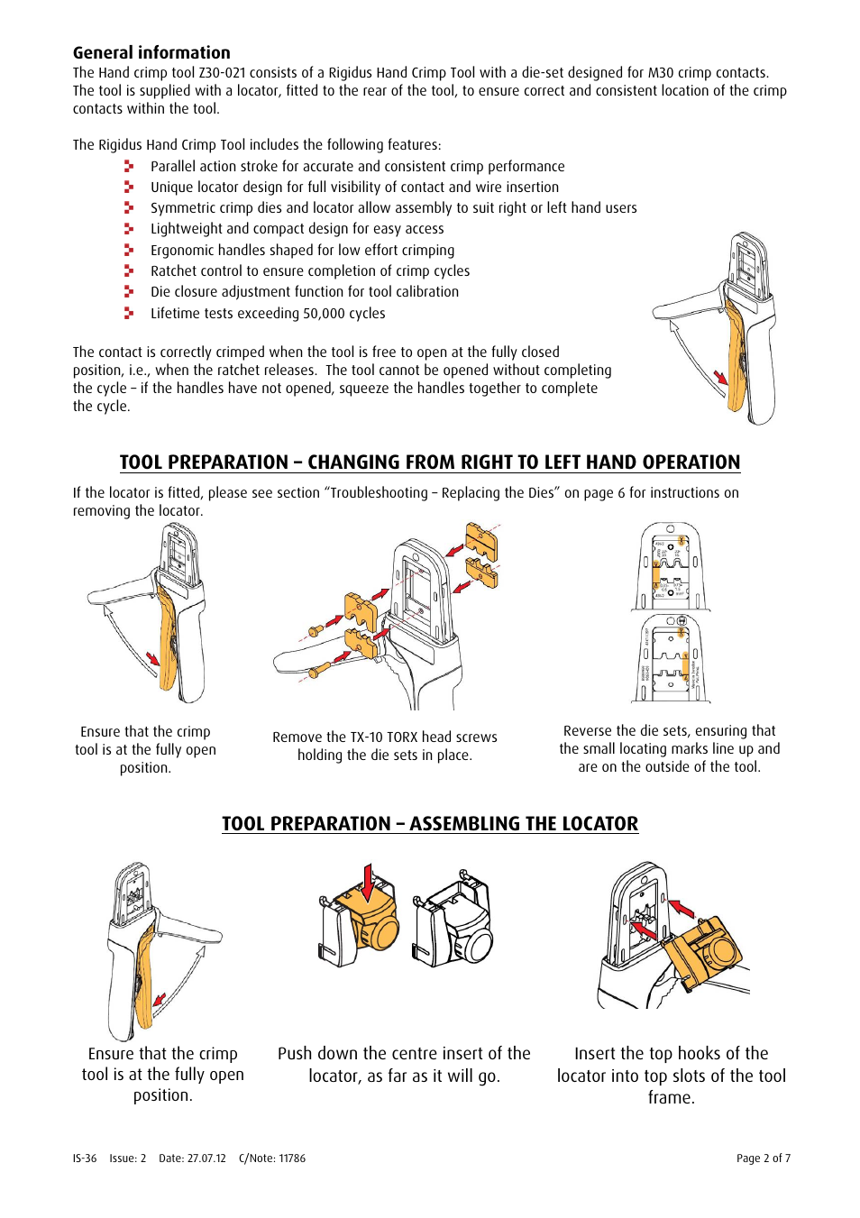 Tool preparation – assembling the locator | Harwin Z30-021 User Manual | Page 2 / 7