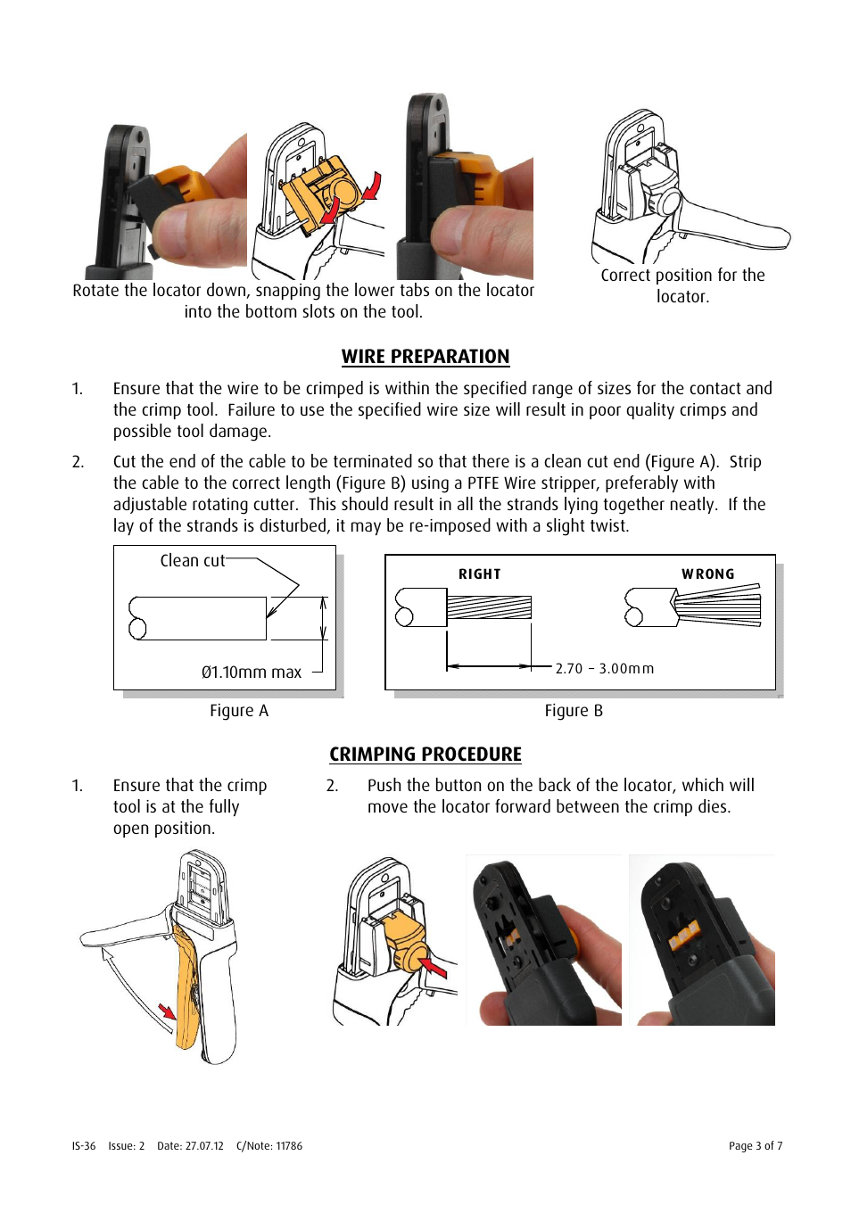 Wire preparation, Crimping procedure | Harwin Z30-021 User Manual | Page 3 / 7