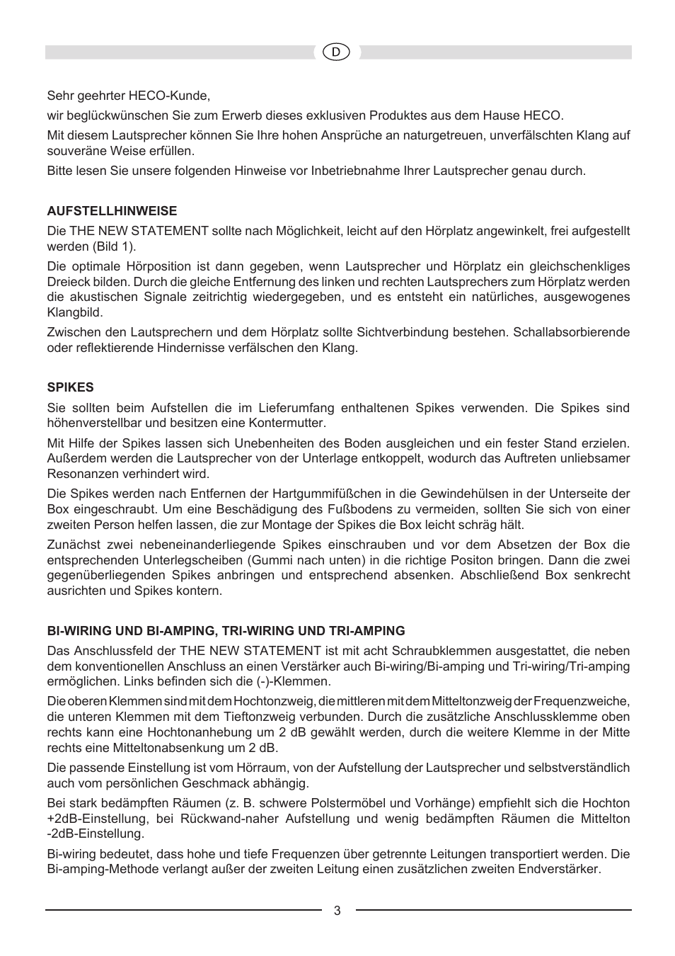 Heco The New Statement User Manual | Page 3 / 48