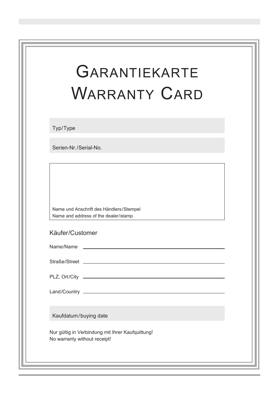 Arantiekarte, Arranty | Heco The New Statement User Manual | Page 47 / 48