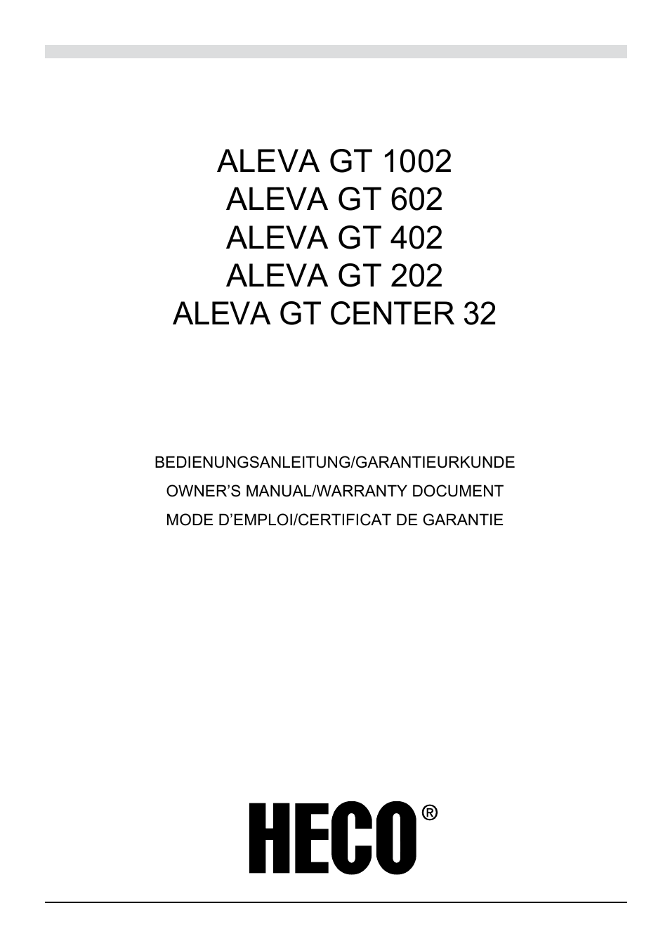 Heco Aleva GT Center 32 User Manual | 48 pages