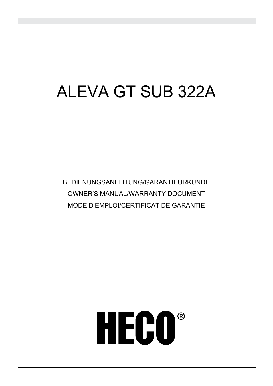 Heco Aleva GT Sub 322A User Manual | 44 pages
