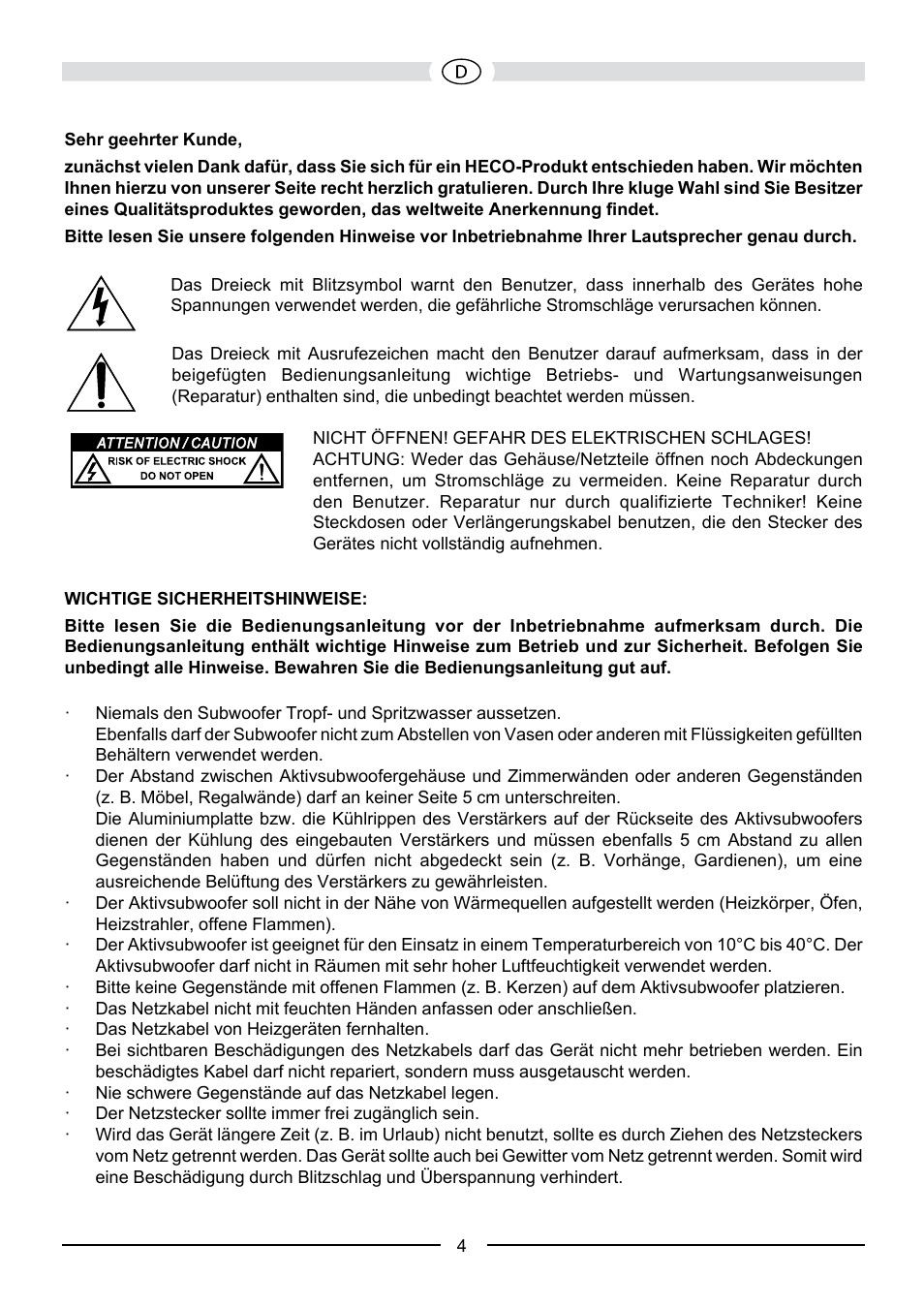 Heco Aleva GT Sub 322A User Manual | Page 4 / 44