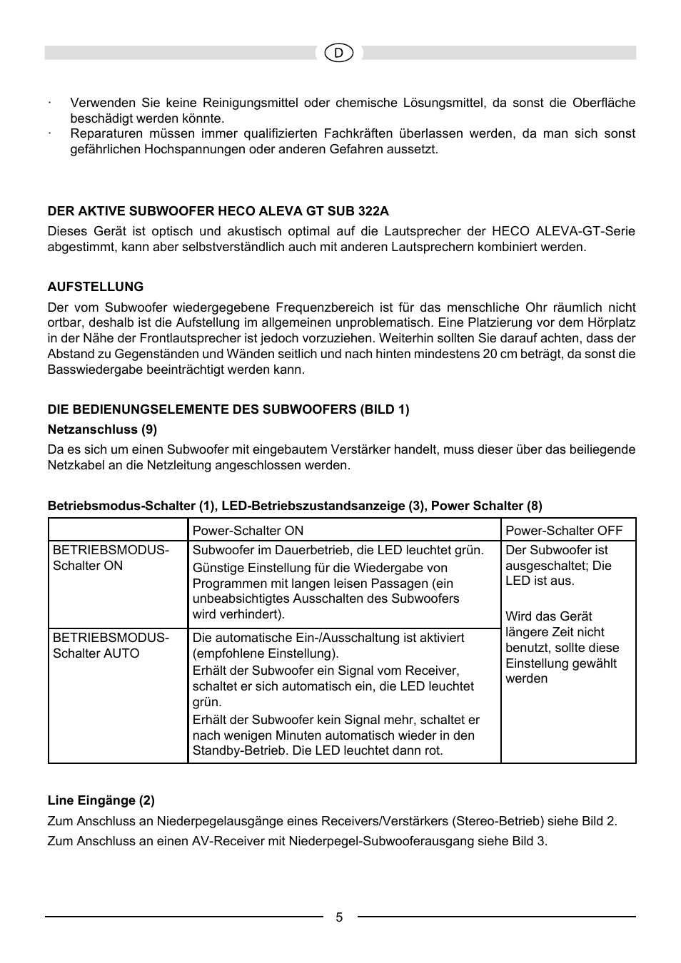 Heco Aleva GT Sub 322A User Manual | Page 5 / 44