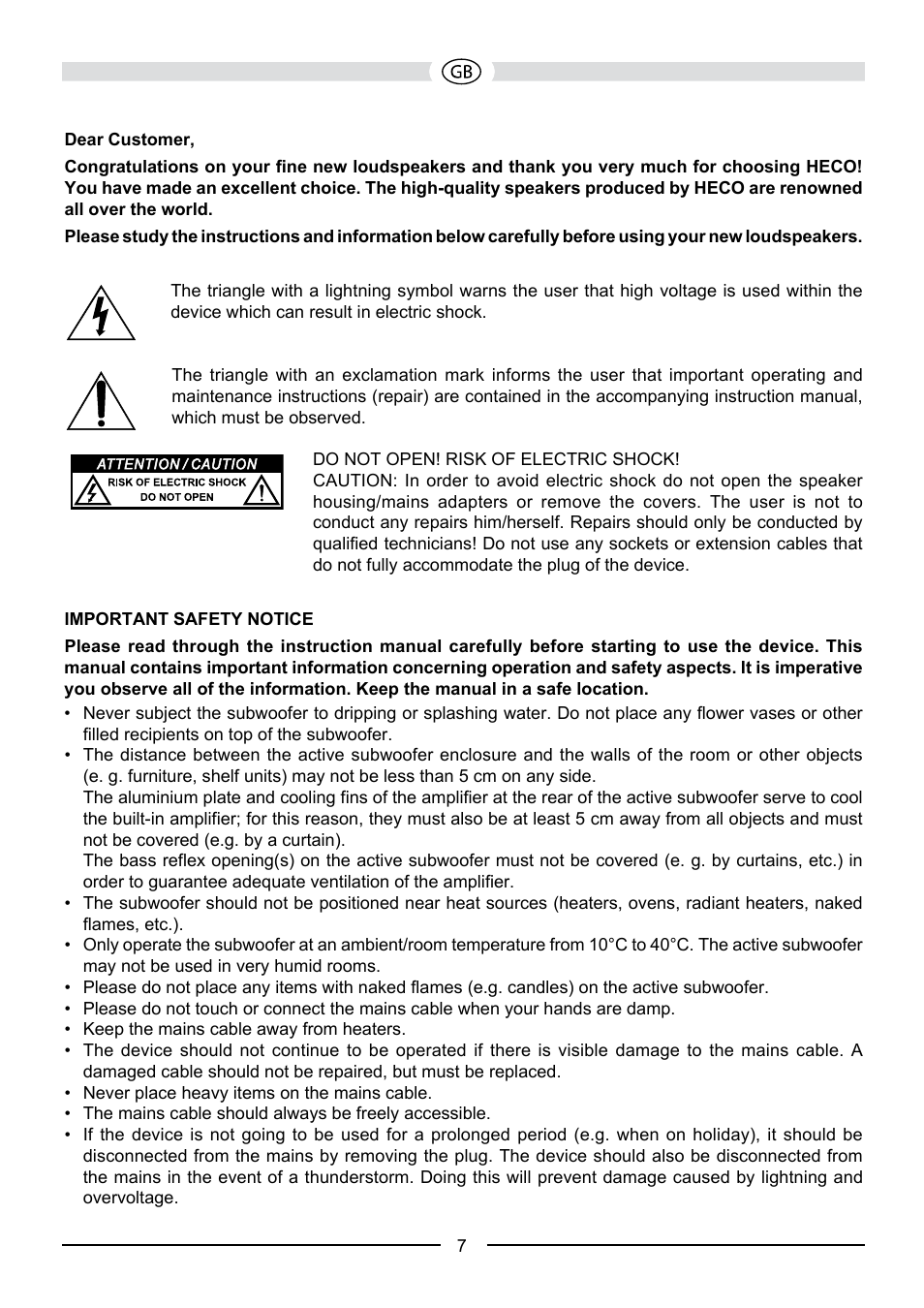 Heco Aleva GT Sub 322A User Manual | Page 7 / 44