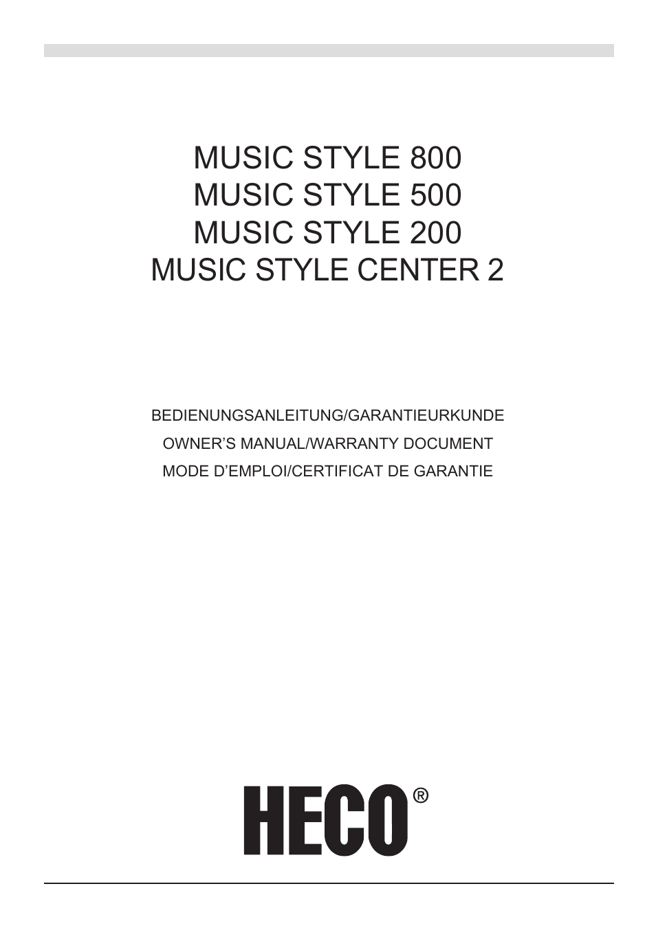 Heco Music Style Center 2 User Manual | 44 pages