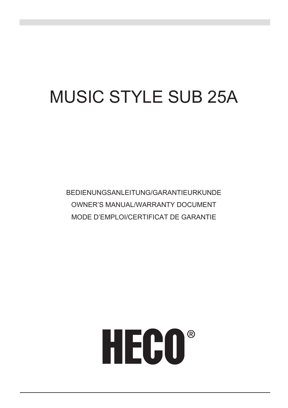 Heco Music Style Sub 25 A User Manual | 44 pages