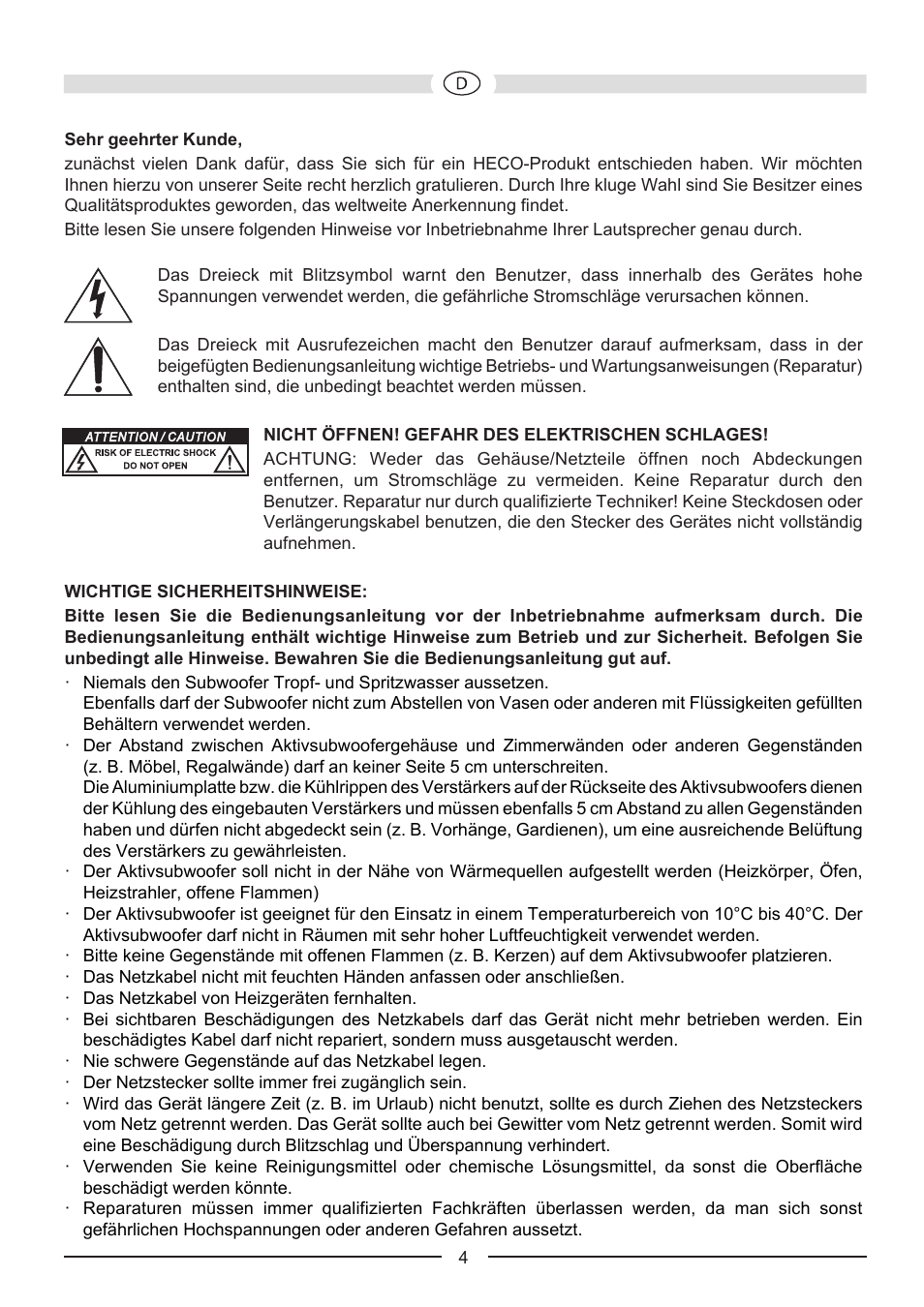 Heco Music Style Sub 25 A User Manual | Page 4 / 44