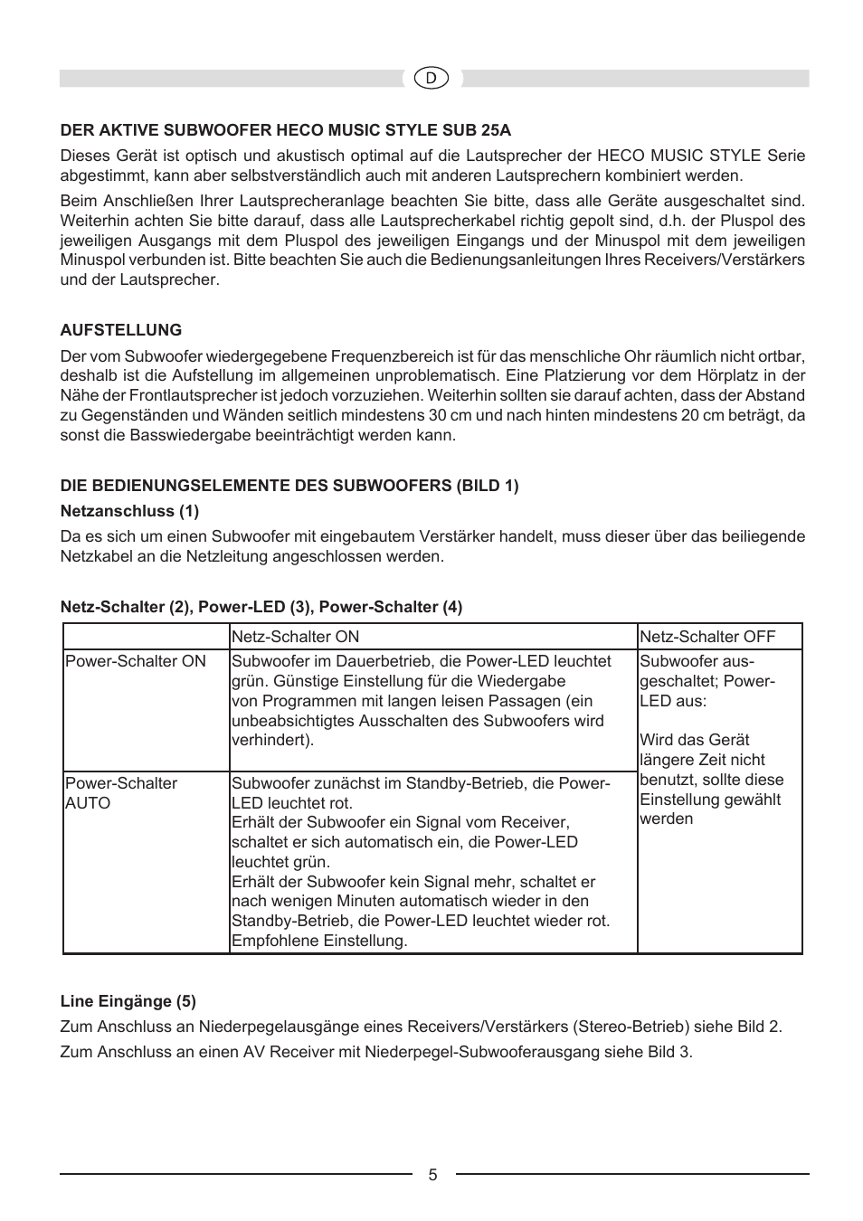 Heco Music Style Sub 25 A User Manual | Page 5 / 44