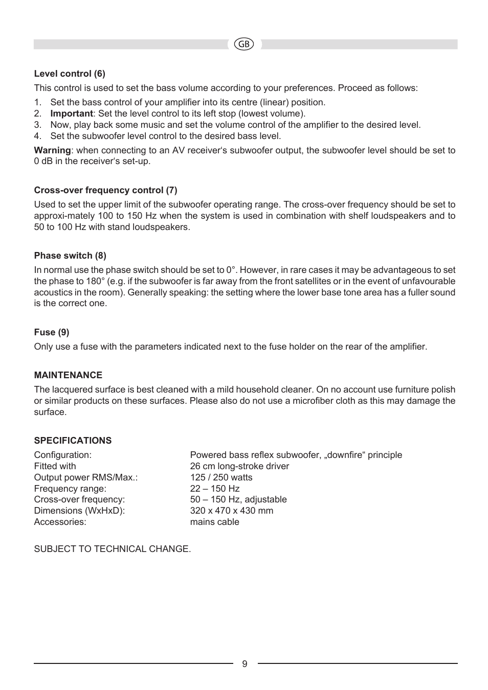 Heco Music Style Sub 25 A User Manual | Page 9 / 44