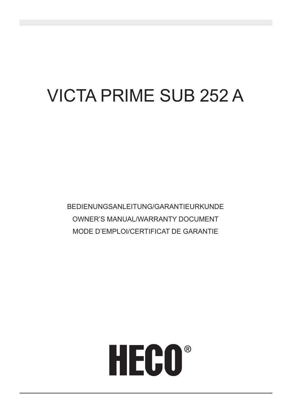 Heco Victa Prime Sub 252A User Manual | 44 pages