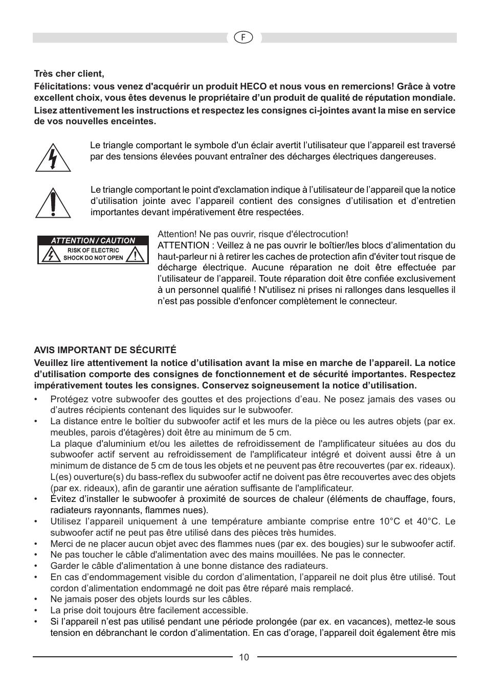 Heco Victa Prime Sub 252A User Manual | Page 10 / 44