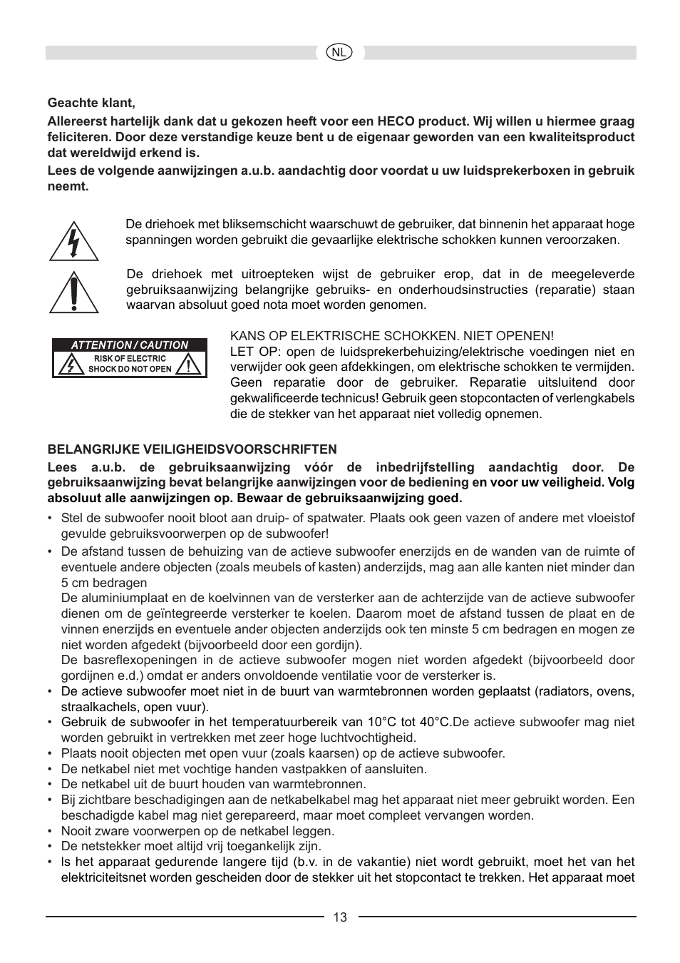 Heco Victa Prime Sub 252A User Manual | Page 13 / 44