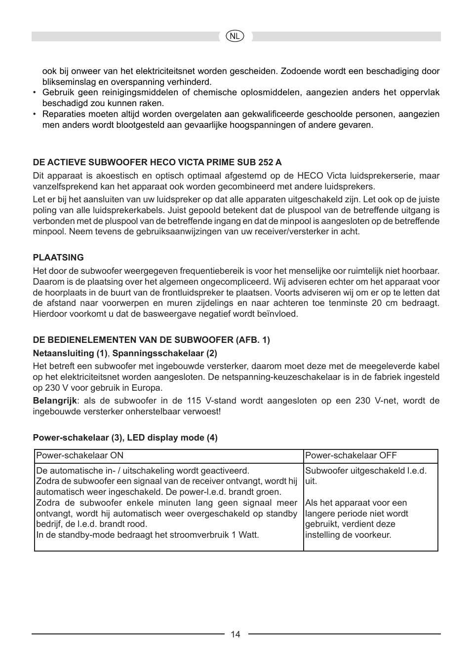 Heco Victa Prime Sub 252A User Manual | Page 14 / 44
