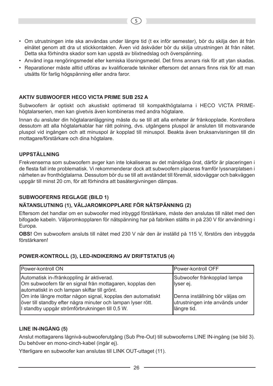 Heco Victa Prime Sub 252A User Manual | Page 26 / 44