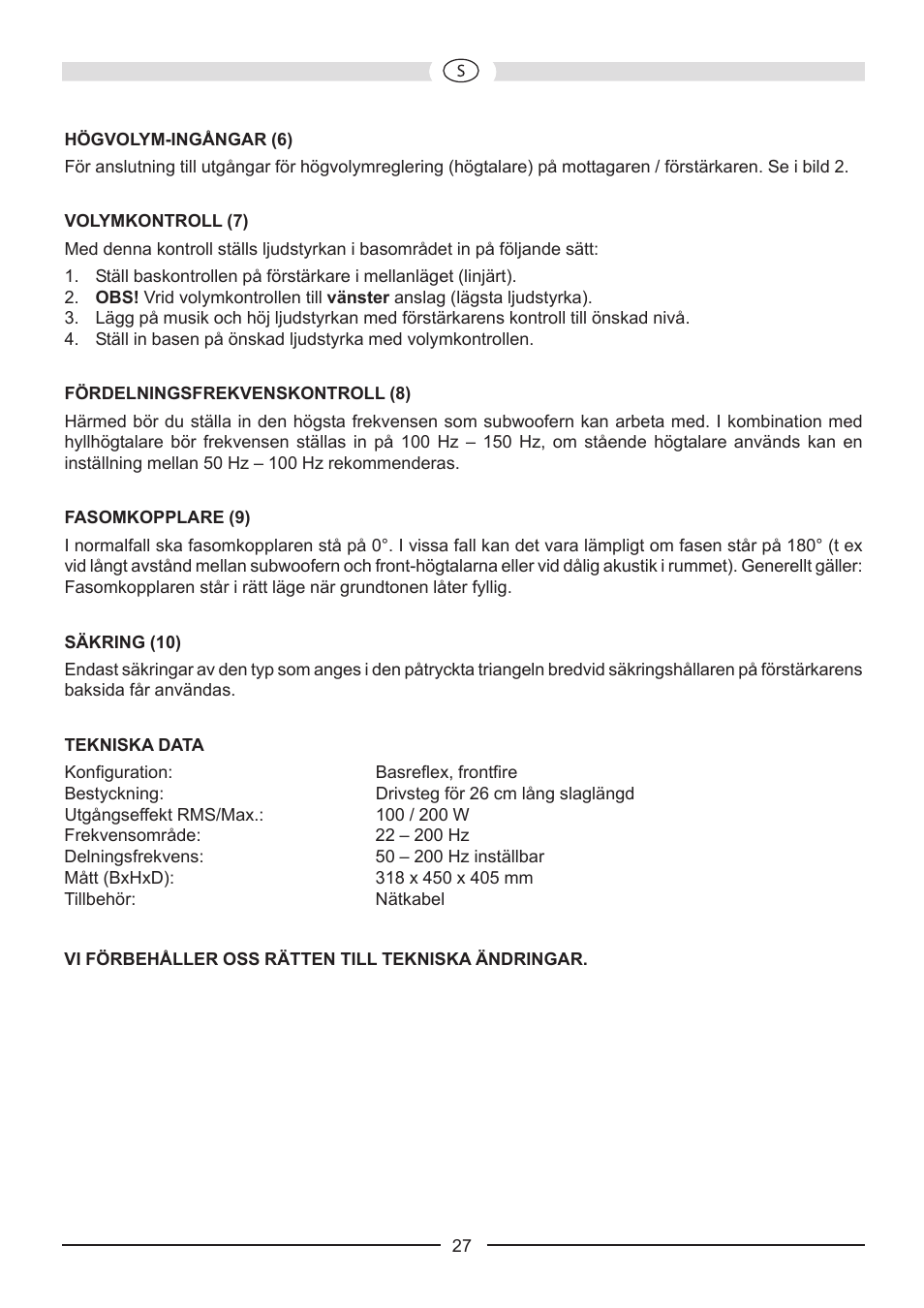 Heco Victa Prime Sub 252A User Manual | Page 27 / 44