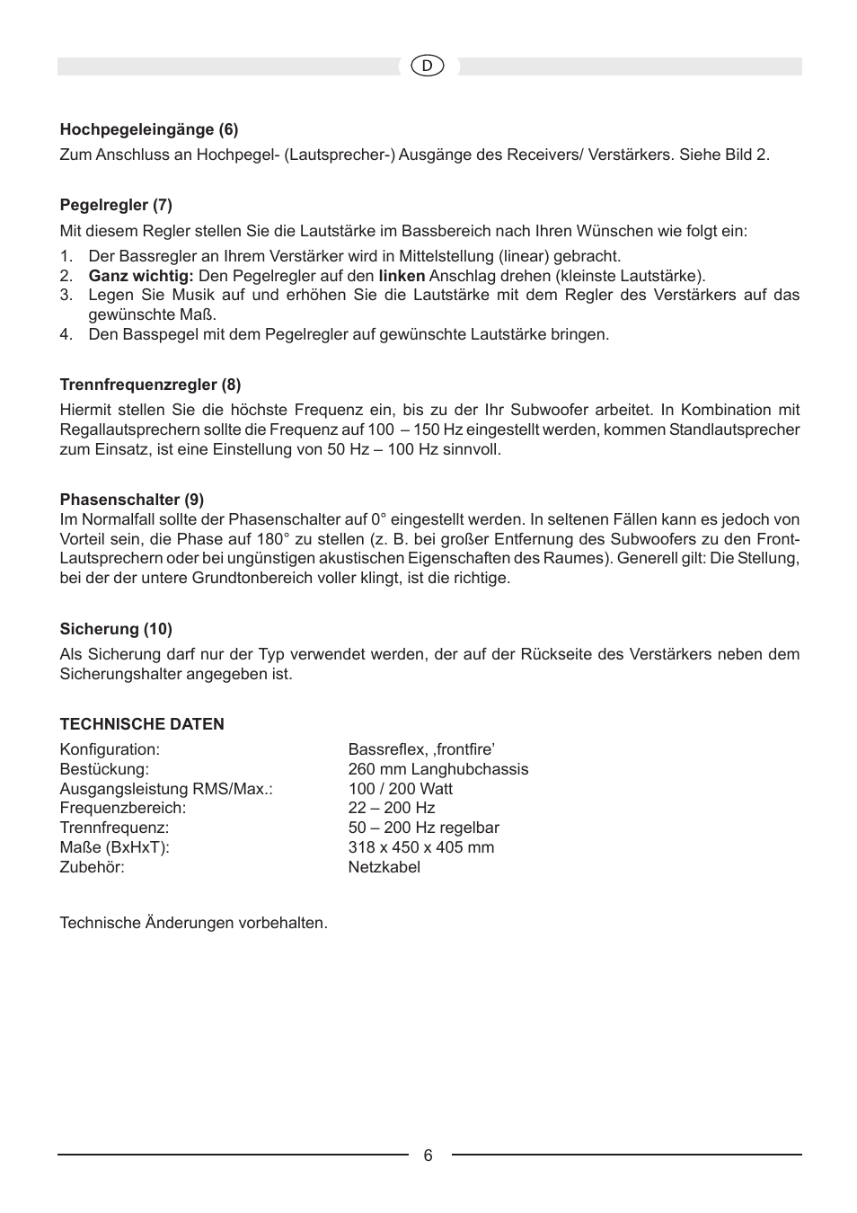 Heco Victa Prime Sub 252A User Manual | Page 6 / 44