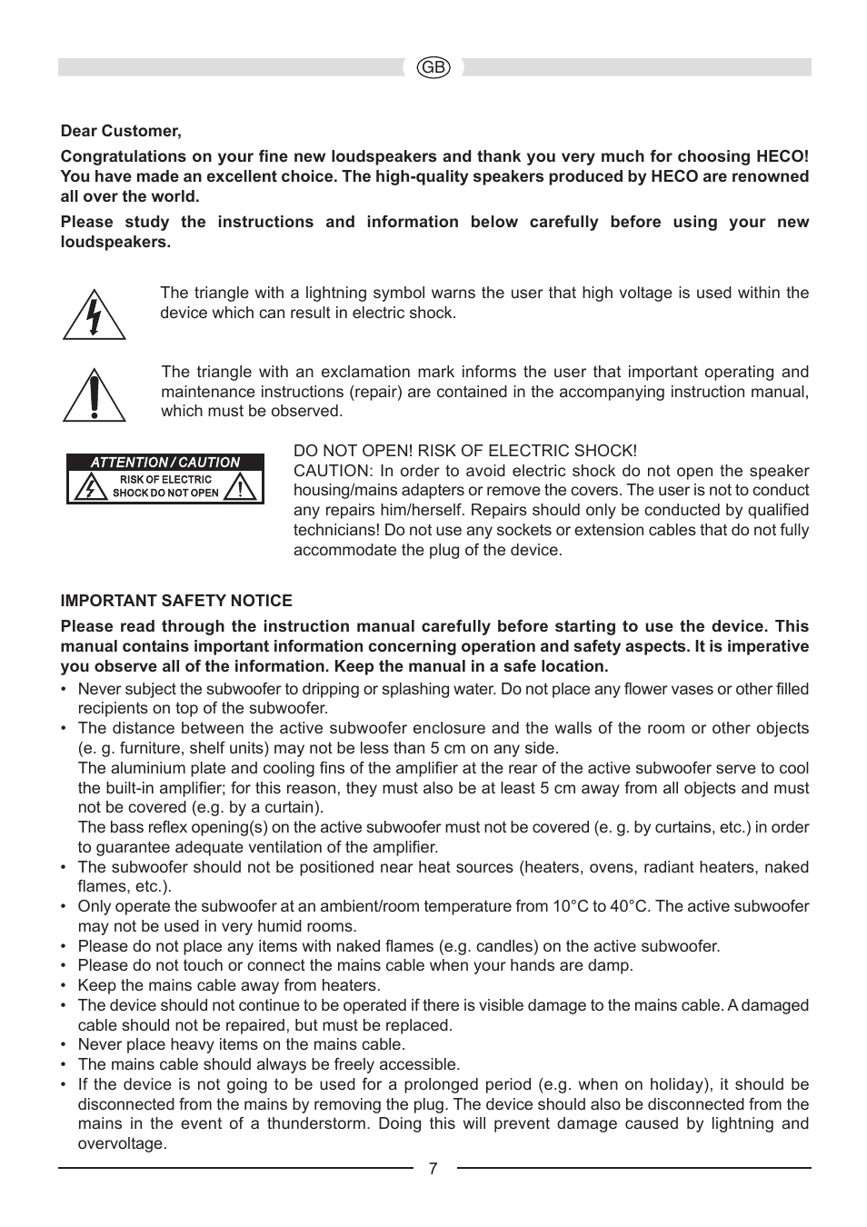 Heco Victa Prime Sub 252A User Manual | Page 7 / 44