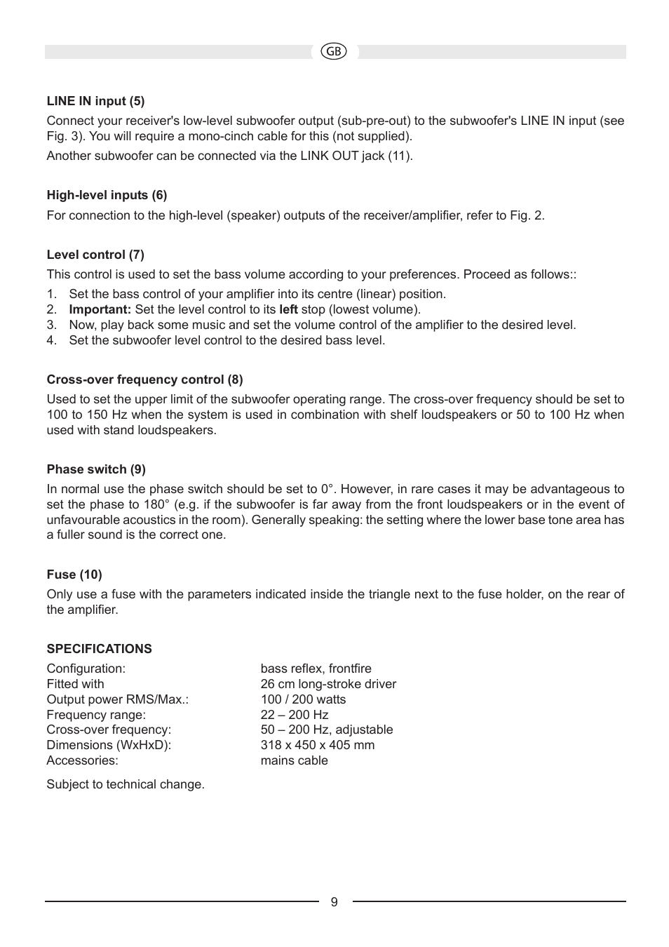 Heco Victa Prime Sub 252A User Manual | Page 9 / 44