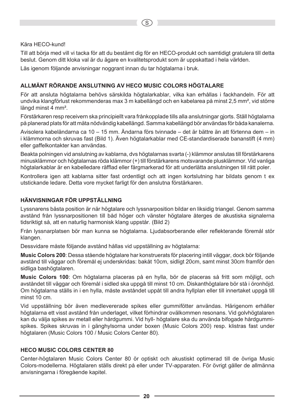 Heco Music Colors 200 User Manual | Page 20 / 32