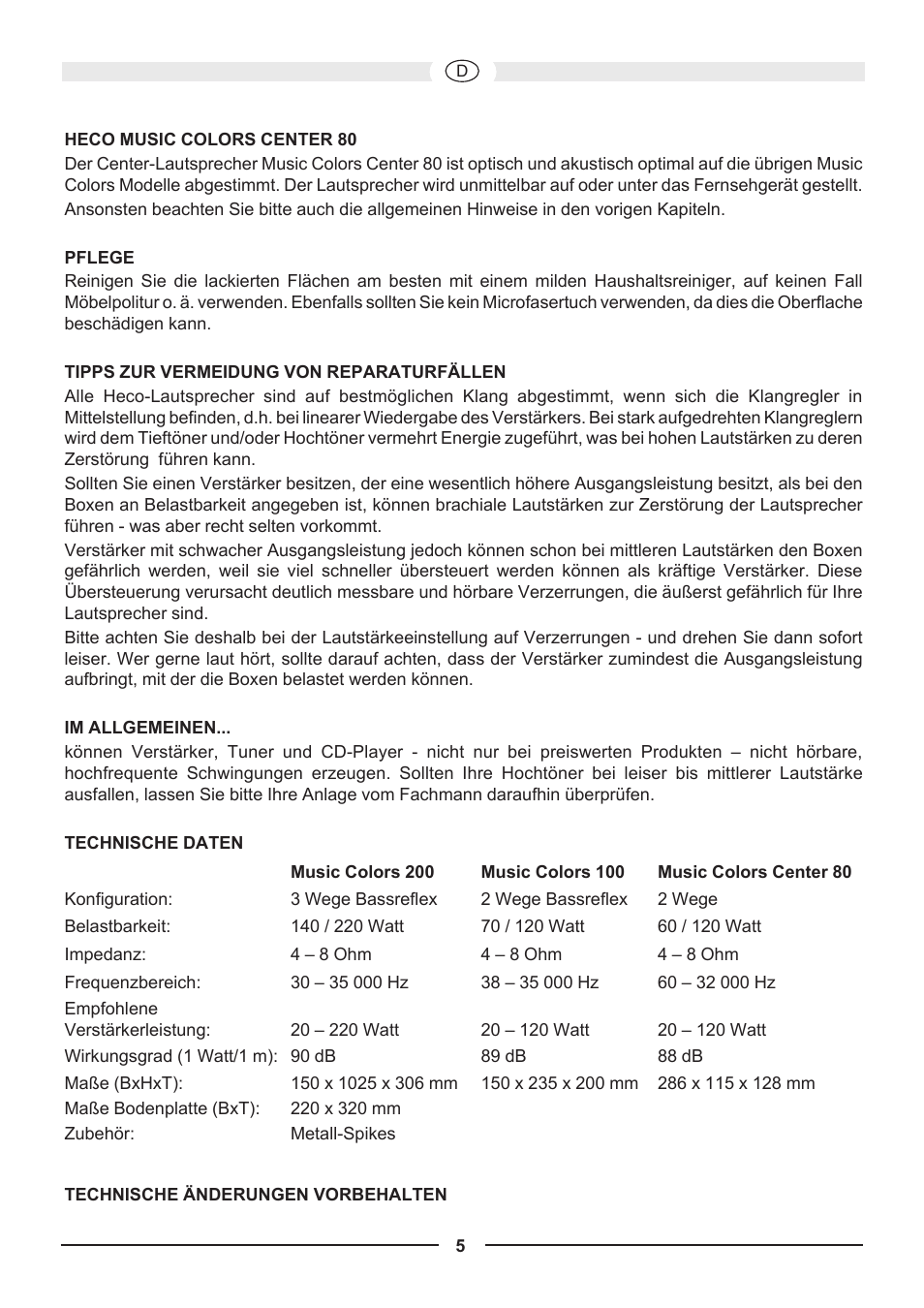 Heco Music Colors 200 User Manual | Page 5 / 32