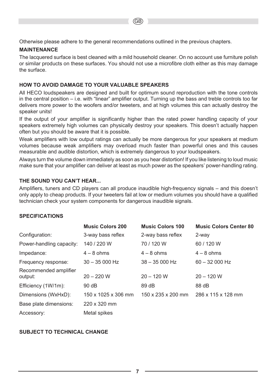 Heco Music Colors 200 User Manual | Page 7 / 32