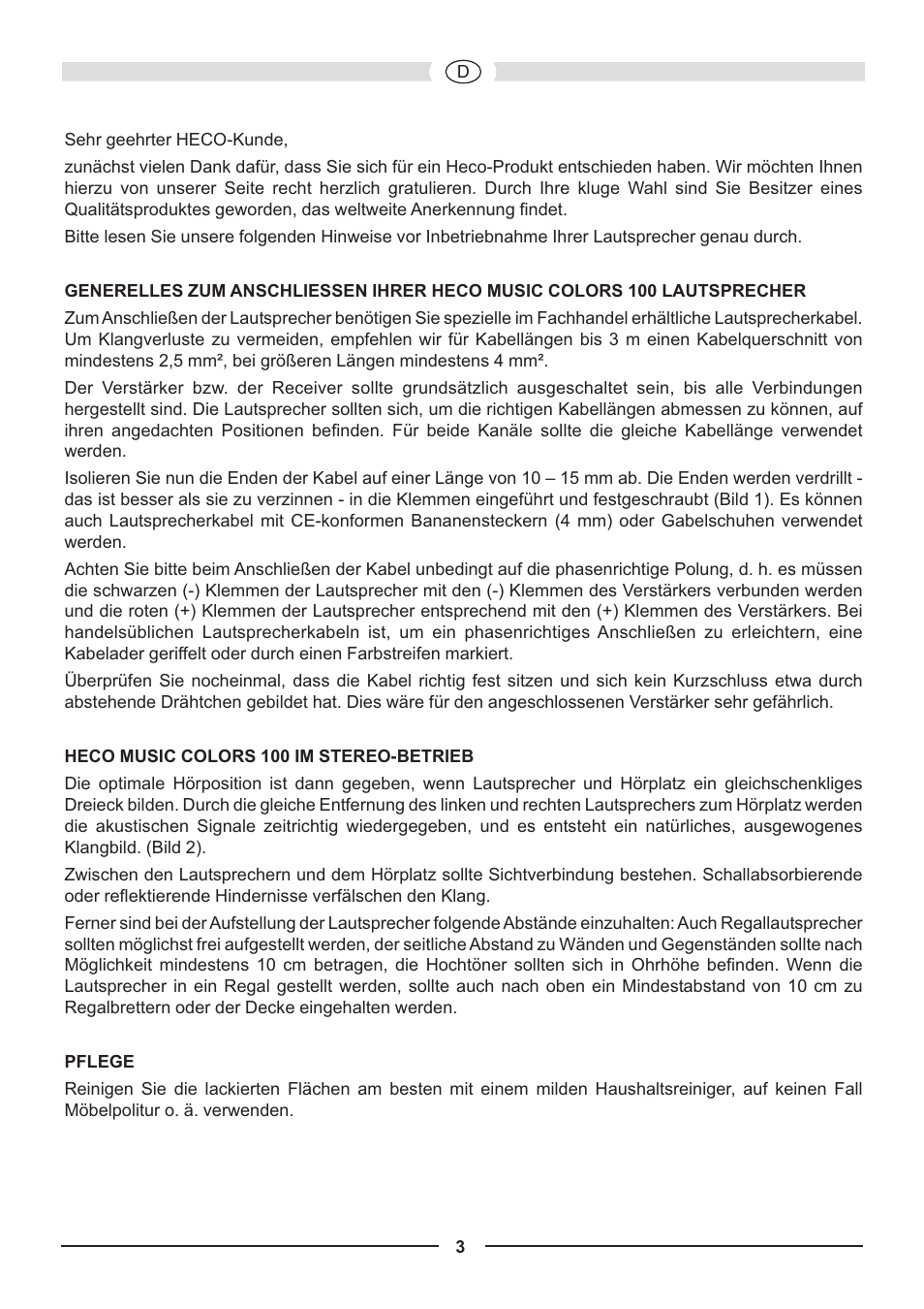 Heco Music Colors 100 User Manual | Page 3 / 28