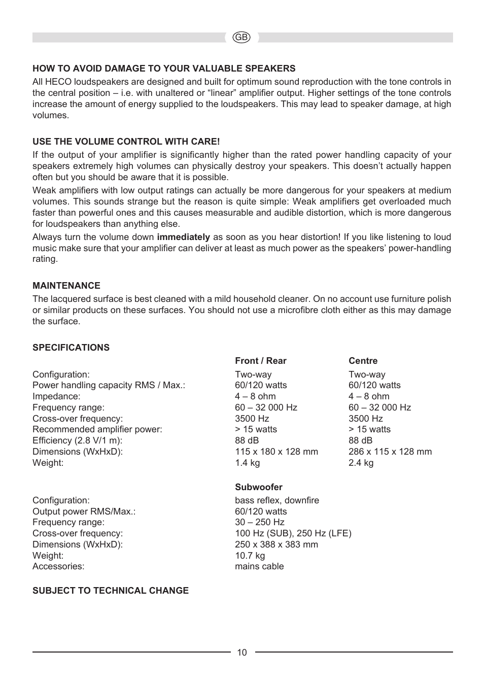 Heco Music Colors Cinema 5.1A User Manual | Page 10 / 52