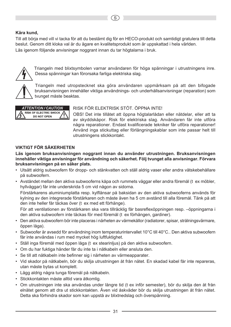 Heco Music Colors Cinema 5.1A User Manual | Page 31 / 52