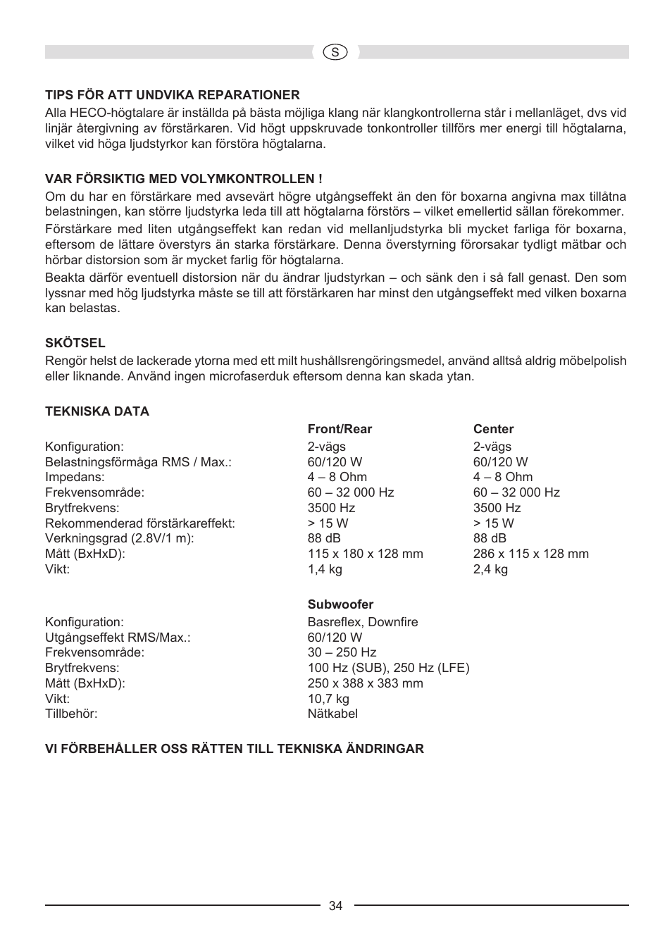 Heco Music Colors Cinema 5.1A User Manual | Page 34 / 52