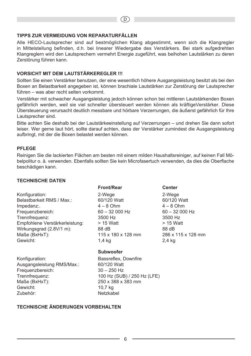 Heco Music Colors Cinema 5.1A User Manual | Page 6 / 52