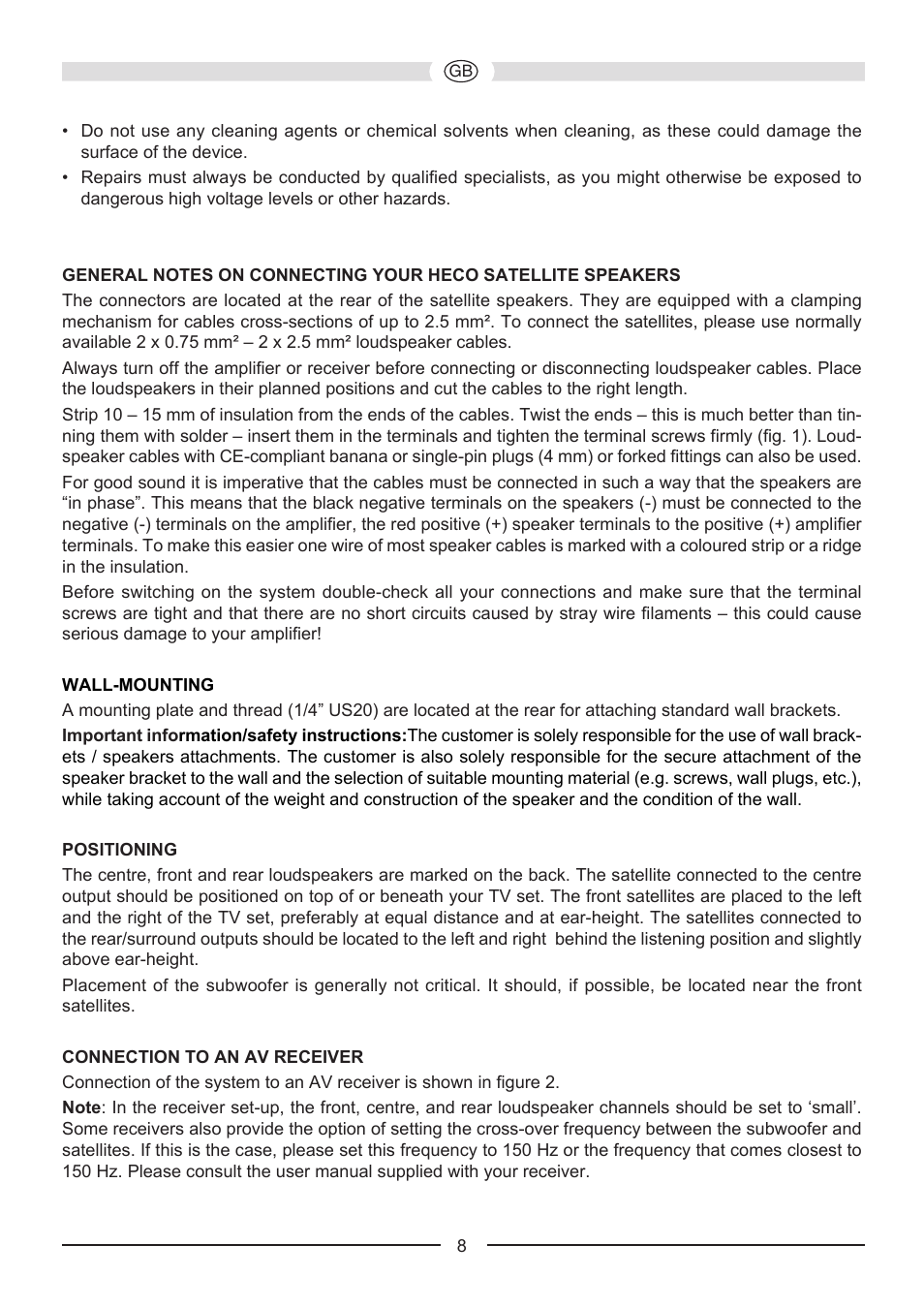 Heco Music Colors Cinema 5.1A User Manual | Page 8 / 52