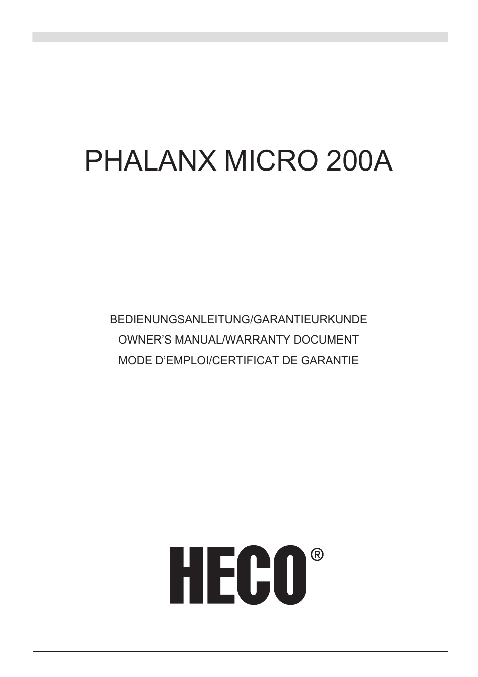 Heco Phalanx Micro 200 A User Manual | 44 pages