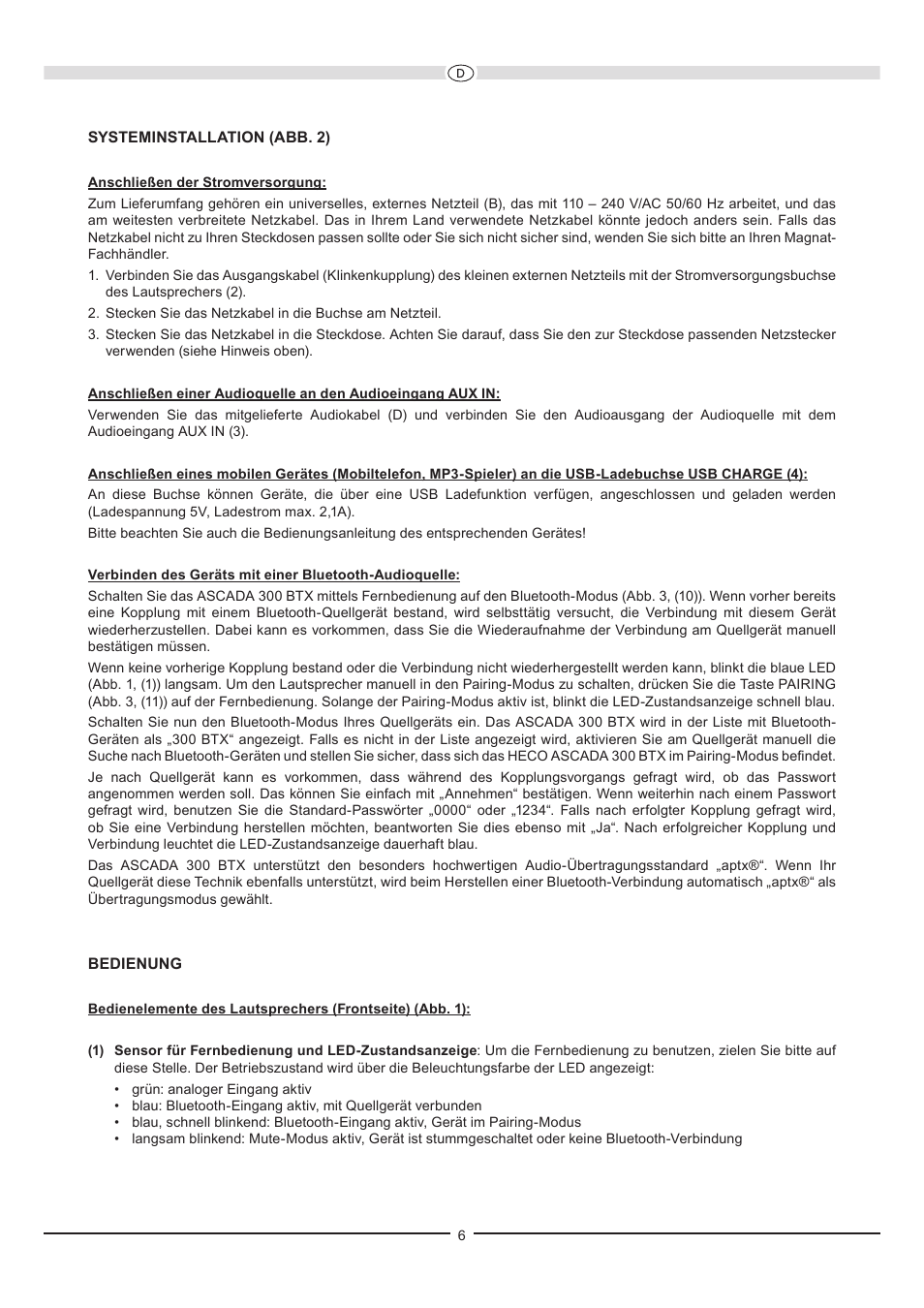 Heco Ascada 300 BTX User Manual | Page 6 / 32
